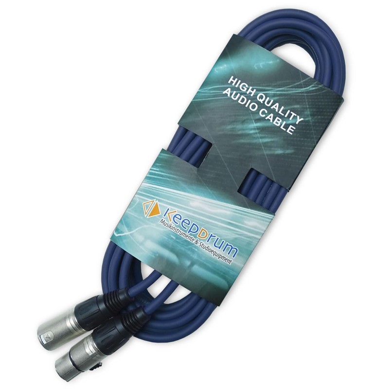 Keepdrum 001XXBL 10 m Blue Microphone Cable XLR Female/XLR Male