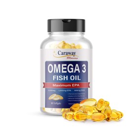 Aceite de pescado Omega 3 de 2.000 mg de grado farmacéutico. 1000mg EPA 500mg DHA. Cápsulas sin eructos sin sabor a pescado. Todo natural, orgánico,  