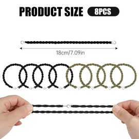 Vayfoni 8Pcs Military Boot Straps - Elastic Pant-Leg Bands - Twisters Army Ties - Trouser Clips with Metal Hooks - For Outdoor Activities (Black,Green)