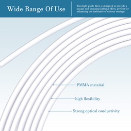 QUARKZMAN PMMA Side Filament Illuminator Light Optical Cable Glow with 3 mm LED Light Guide Source for DIY Homes KTV, Clear, 1 m