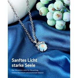 Rebundex Mondstein Kette Damen Geschenke für Frauen Weihnachten Mondstein Anhänger Halskette Damen Entspannung Geschenk für Frauen Geburtstag Kettenanhänger Schmuck freundin mama schwester kollegin