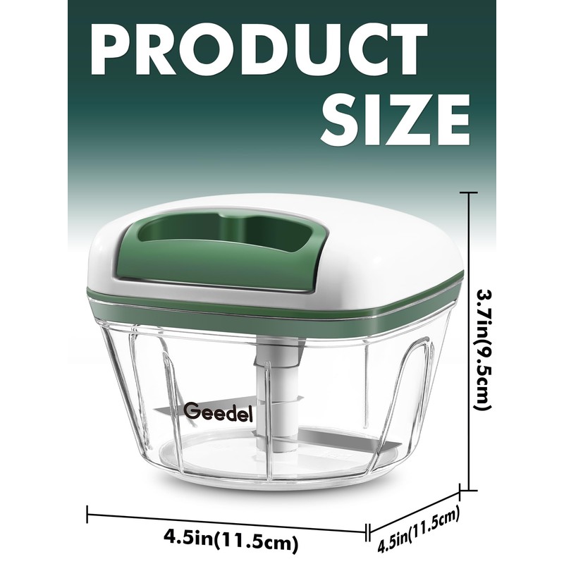 Manual Food Processor Vegetable Cutter, Geedel Pull Chopper with String,