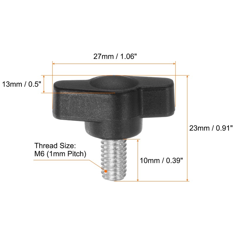 sourcing map 10pcs Tee Wing Knobs Thumb Screws M6 x