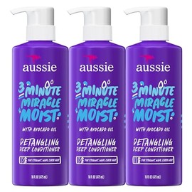Aussie Acondicionador Profundo Milagroso de 3 Minutos Hidratante para Cabello Seco, Aceite de Aguacate y Jojoba, Seguro para Cabello Teñido, Hidratación Nutritiva, Brillo Sedoso, Sin Parabenos, 16 Fl