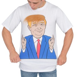 Costume Agent Trump 3D Animated Hair White T-Shirt (Adult Medium)