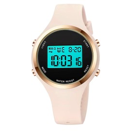 XCZAP Outdoor Sport Watches Alarm Clock 5Bar Waterproof LED Digital Watch (O-Off White-01)