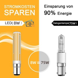 B15D LED Bulb Dimmable 8 W Replaces Osram Halolux Ceram 75 W-100 W, Warm White 2700 K B15D LED Bulbs 900 LM for Bedroom Living Room, AC 220 V, Not Dimmable, Pack of 2