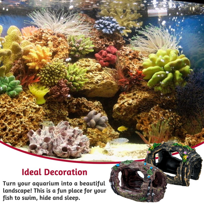 2 PCS Broken Barrel Aquarium Decorations, Caves Hide Hut Fish