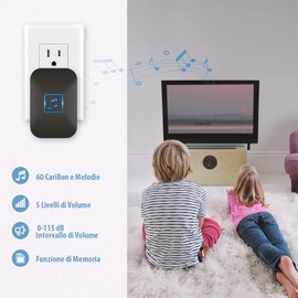 Wireless Doorbell, Waterproof Doorbell Chime Operating at1000FT/ 300M Range with 3 Receivers, 5 Volume Levels &LED Flash, 60 Chimes for Home, Office, Hote, Black