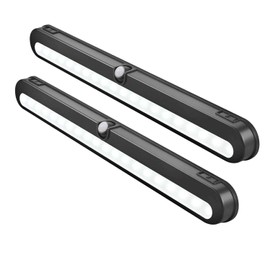 T01LB LED Closet Light - BLS Super Bright 20 LED Under Cabinet Lighting Battery Powered / DC Input Wireless Motion Sensing Light, Motion & Light Sensor, Light Beam Adjustable, Black(2 Pack)