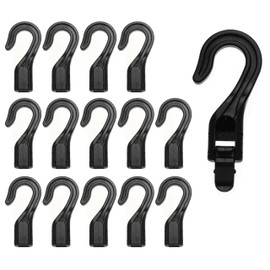 15 Pack Bungee Cord Hooks Terminal - Shock Cord Hooks with Quick Snap Lock for 1/8 to 1/4 Inch Bungee Straps, Adjustable for Kayak, Motorcycle, Boat & Outdoor Activities