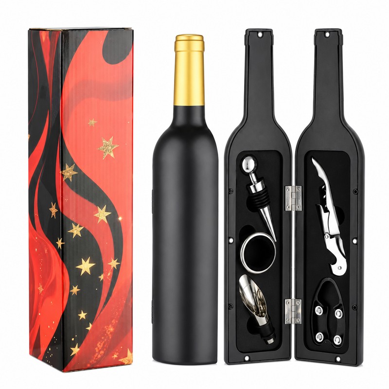 5-Piece Wine Accessory Set for Home Bars – Bottle-Shaped Corkscrew