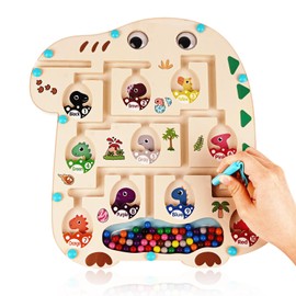 Kihhvlo Magnetic Game Labyrinth - Montessori Toy 3 4 5 Years, Sorting Game Toy Colours Learning Wooden Toy Children's Toy Educational Games Busy Board Gift for Girls Boys