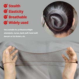 QIANCAIWANG 10 Pcs Invisible Hair Nets for Catering, Hair Bun Nets, Elastic Edge Mesh Hair Nets for Women, Girls,Food Service Workers (Brown)