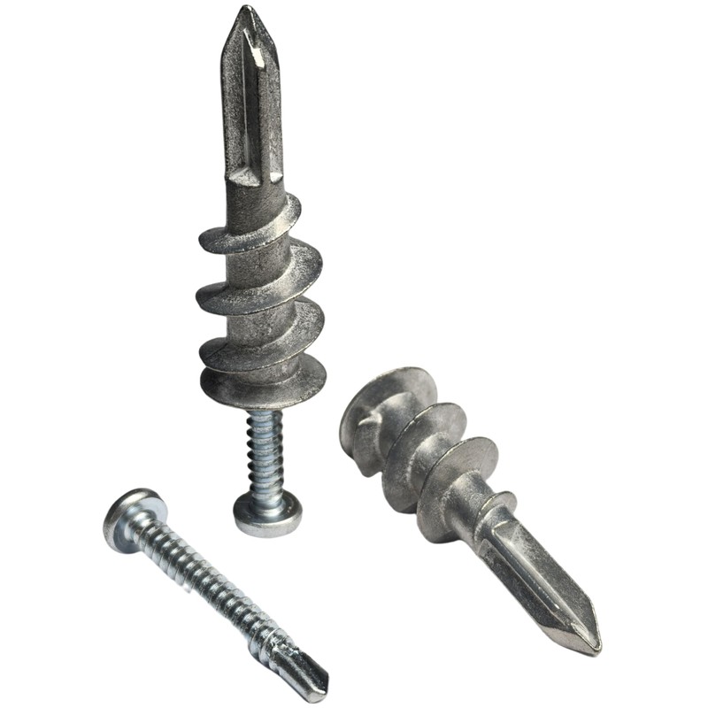 Santie#8 Zinc Self-Drilling Drywall Anchor Kit with Screws-100 Pack(100 Anchors+100