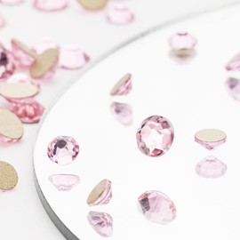 Novani Pink Rhinestones 1440pcs Flat Back Round Rhinestone Style 2088 Sparkly Crystal Gemstones for Nail Art and Crafting SS16,3.8-4.0mm