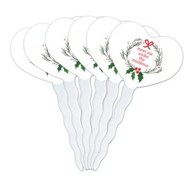 GRAPHICS & MORE Meet Me Under The Mistletoe Heart Love Cupcake Picks Toppers Decoration Set of 6
