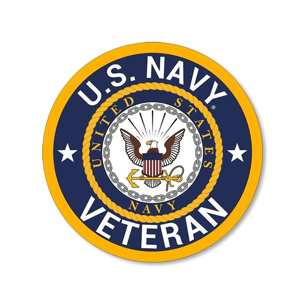Round U.S Navy Veteran Sticker (United States Naval Vinyl Vet