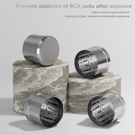 Preffair Copper RCA Chassis Dust Caps Protective Caps RCA Sockets Noise Stopper HiFi Shorting Protective Covers for DAC,Speakers,Subwoofers,Amplifier,etc (8pcs-Rhodium)