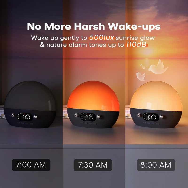 Dekala RestOnn Sunrise Alarm Clock Sunset Sound Machine 7-Day Programmable