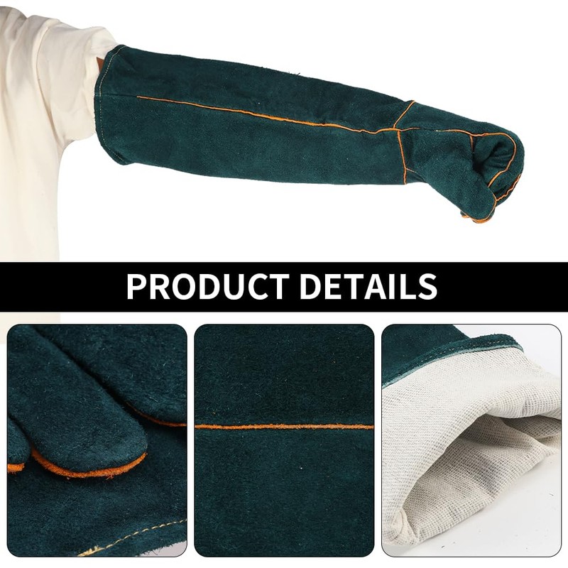 QWLWBU 1 Pair Animal Handling Gloves Bite Proof,Leather Welding Gloves,24.4in