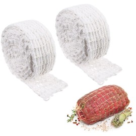QEDBOJE 2 Pieces Meat Net Roll Roast Net Roasting Net Smoking Net Ham Net Cotton Net Storage Roasting Cooking Meat Elastic Calibre 16 (2 Metres)