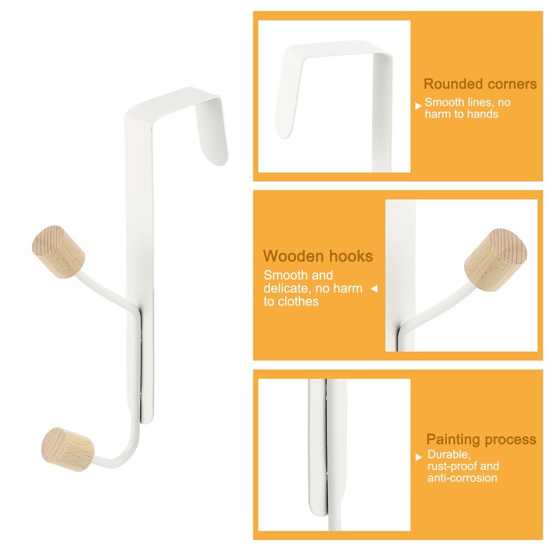 sourcing map Over The Door Hooks,3packs Double Hooks, Wooden Door