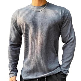 Manatsulife CX091 Men's Sweatshirt, Long Sleeve, Pullover, Knit, Round Neck, Inner Training Wear, Solid, Casual, Sweat, Soft, Spring and Autumn Clothes, gray (dark gray)