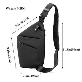 NiCoLa Chest Bag for Mens Sling Backpack Day pack Shoulder Cross body Bag Traveling, Outdoor, Sports Lightweight Satchel Bag for School Hiking Camping Cycling Gym etc (Black)