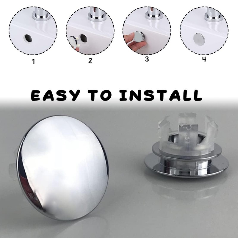 6 Pieces Overflow Cover, Overflow Plug, Round Overflow Cover, Sink