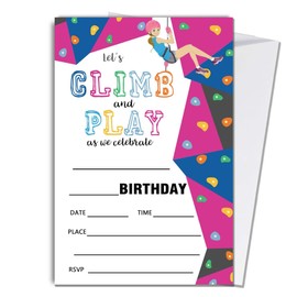 Wybgno Birthday Invitation Cards for Girls - 20 Pieces with Envelopes - 4x6 inches - Modern Climbing Theme