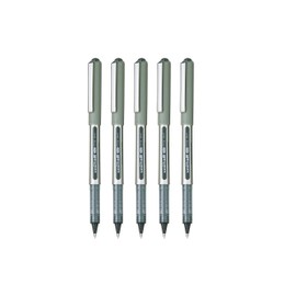 Uni-ball UB-157 Eye Black Rollerball Pens. Premium Fine 0.7mm Ballpoint Tip for Super Smooth Handwriting, Drawing, Art, Crafts and Colouring. Fade and Water Resistant Liquid Uni Super Ink. Pack of 5