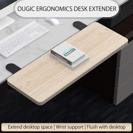Sisyphy Ergonomics Desk Extender Tray, 23.6x9.5" Punch-Free Clamp on, Foldable Keyboard Drawer Tray, Table Mount Arm Wrist Rest Shelf, Computer Elbow Arm Support