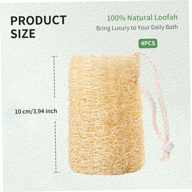 Esponja de lufa orgánica 4 unidades exfoliante natural exfoliante corporal