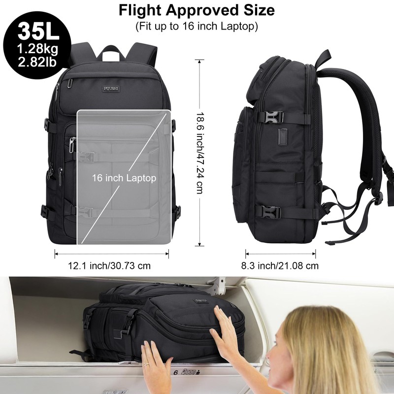 PIJUSHI Travel Backpack for Women Men Flight Aprroved Carry on