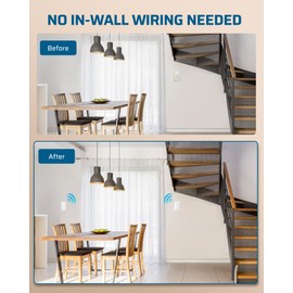 DEWENWILS 3 Way Wireless Light Switch, 125V Wireless Light Switch and Receiver Kit with Magnetic Panel, Ideal for Ceiling Light, Fan, Lamp, 100FT Range, Neutral Wire Needed, FCC Listed