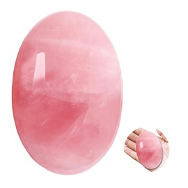 Bdfgh 2.4 Inch Large Crystals Amethyst Stone Quartz Worry Stones Healing Crystal Natural Stone Polished Palm Gemstones Oval Energy Stone Massage Healing Reiki Stones (Rose Quartz)