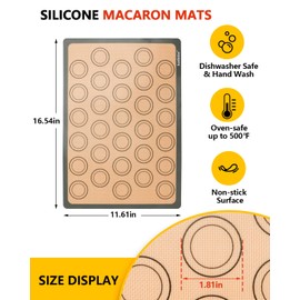 Macaron Silicone Baking Mats, Katbite Silicone Macaroons Baking Mat Set of 2 Half Sheet (11 5/8" x 16 1/2") Reusable & Nonstick Macarons Baking Supplies Silicone Bakeware Mats for Macarons Cookies