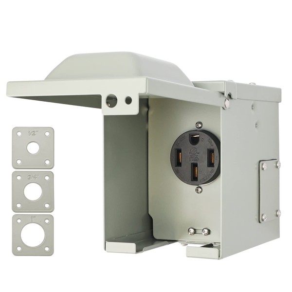 RVGUARD 50 Amp 125/250 Volt RV/EV Power Outlet Box, Enclosed