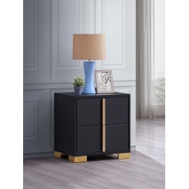 Coaster Home Furnishings Marceline Contemporary Wood 2-Drawer Bedroom Nightstand Bedside Table Organizer Unit Black 222832
