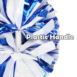 Hooshing 2 Pack Cheerleading Pom Poms Blue and White with Baton Handle for Team Spirit Sports Dance Cheering Kids Adults
