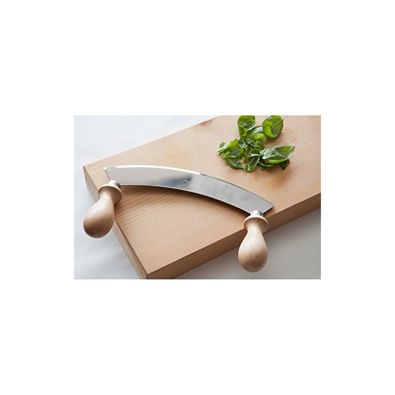 Eppicotispai Stainless Steel Mezzaluna Chopper/Mincer with Wooden Handle, 10-Inch