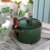 Honeydak Speckled Ceramic Salt Cellar with Lid and Wooden Spoon,