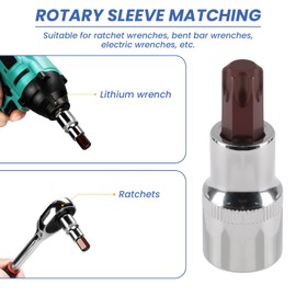 T55 Torx Bit Socket Set, 2PCS 60mm 1/2 Drive x T55 Star Bit Socket Extra Long Torx Driver Socket Heavy-Duty S2 Alloy Steel Allen Key Socket for Ratchet Wrench Slide Bar Auto Repair and DIY