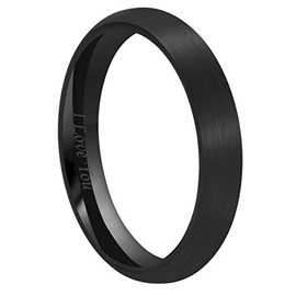 CROWNAL 4mm 6mm 8mm Black Ceramic Wedding Band Ring Men Women Couple Dome Brushed Finish Engraved I Love You Comfort Fit Size 4 To 16(4mm,7.5)