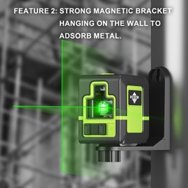 Weiddw laser level Instrument - Green Cross Line, for interior decoration, for vertical and horizontal measurement, 1200 mAh lithium battery, 10-hour standby time + 1M tripod