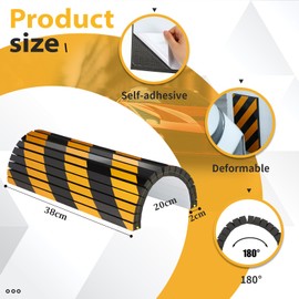 Datanly 6 Pcs Garage Wall Protector Garage Pole Padding Wall Bumpers Guards Reflective Foam Stoppers for Your Vehicle Parking Corner for Parking Lot, Black Yellow