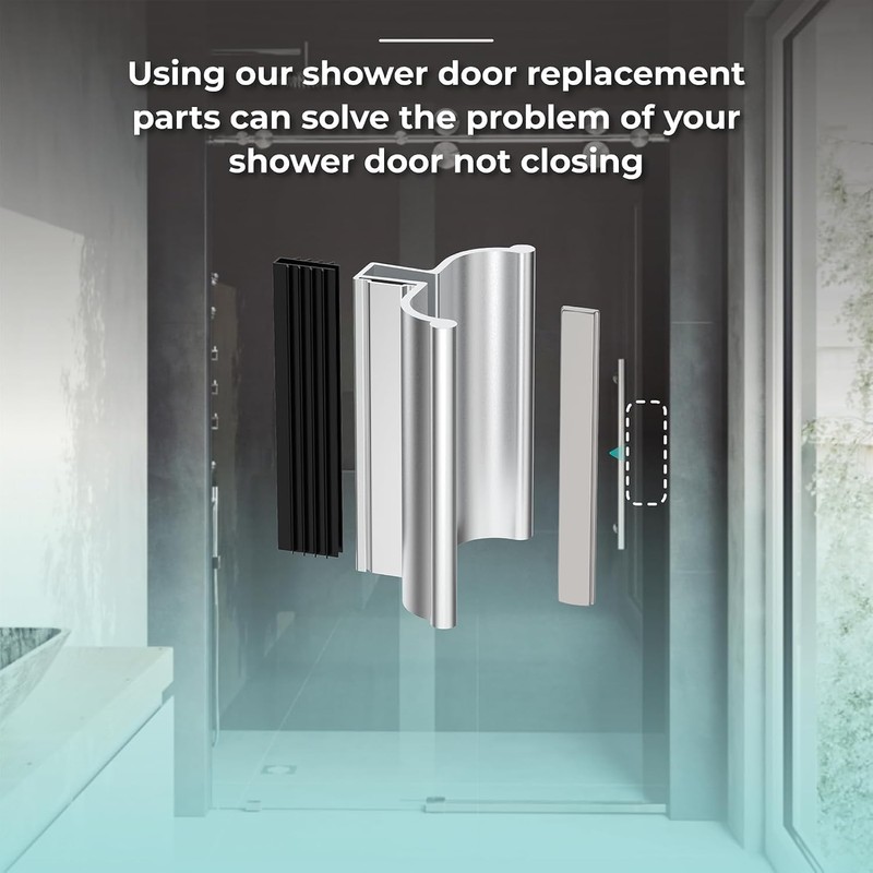 CERF ROUGE Frameless Shower Door Handle with Magnetic Strike -