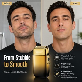 Rechargeable Electric Foil Shaver for Men – Portable Beard & Bald Head Razor with Trimmer for Travel Grooming