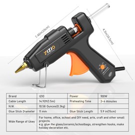 IZIO Full Size Hot Glue Gun Kit with 21Pcs 11mm Glue Sticks,High Temp Hot Glue Guns with Hardshell Carrying Case for Crafts,Quick Home Repairs,DIY and Sealing,Temperature Adjustable (Black)